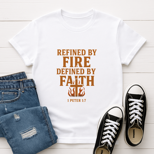 Refined by fire Defined by Faith Unisex Tee